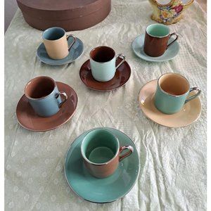 Vintage Classic Aqua Teal & Cafe Colors Coffee Tea Set Cup and Saucer 6 Colors